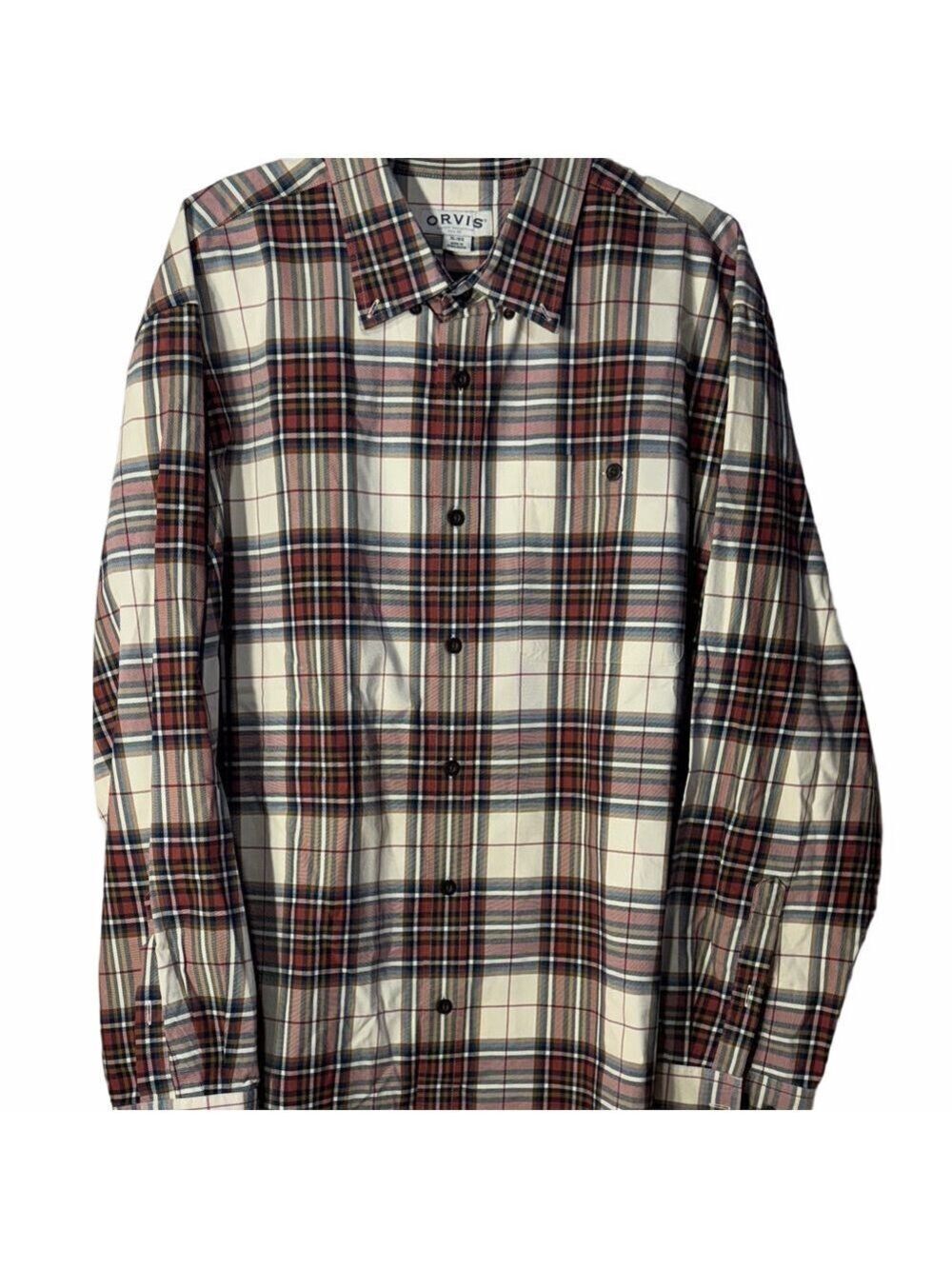 Orvis Men's Plaid Multicolor Button Down Shirt XL